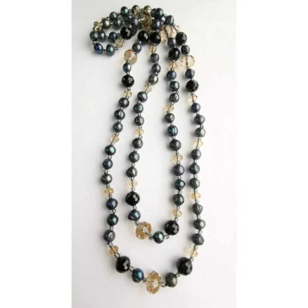 Freshwater pearl and crystal rope necklace 46